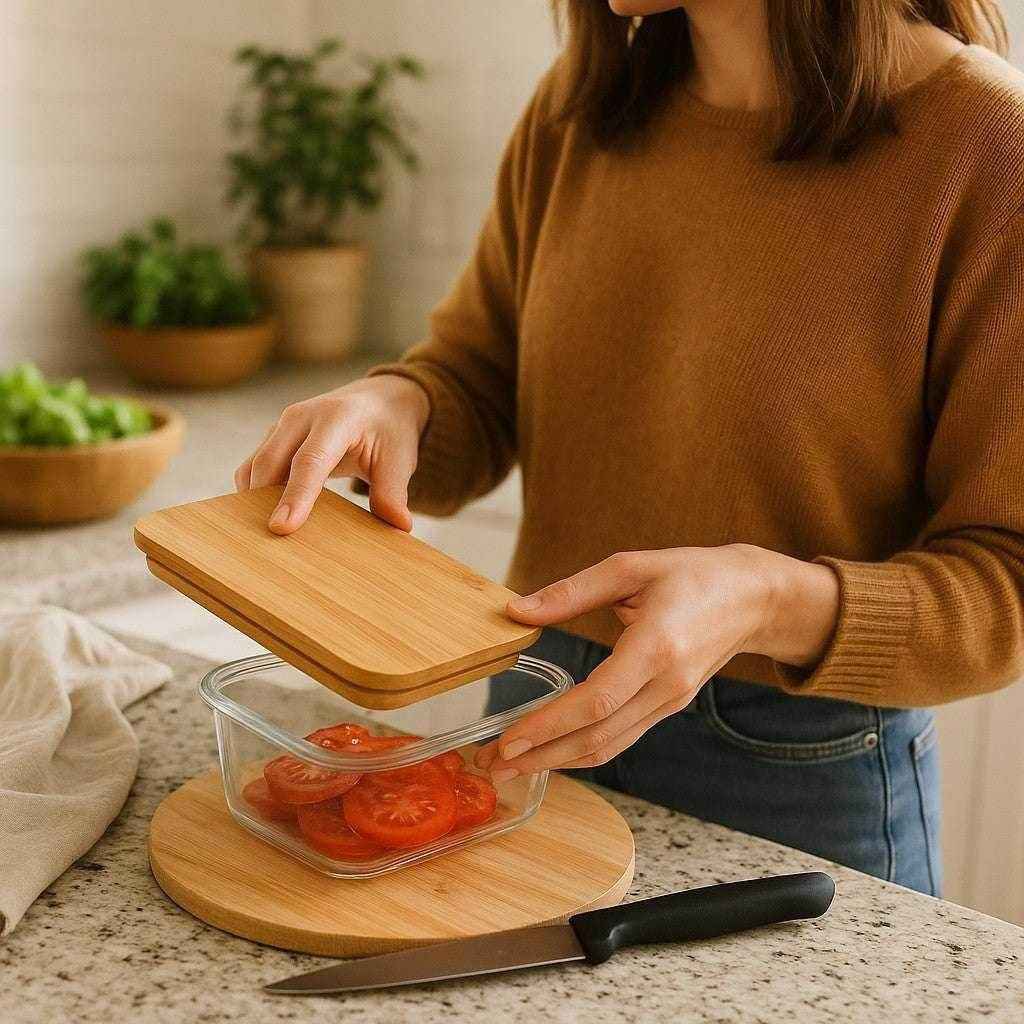 Pote Hermético com Tampa de Bambu Alidolado - Alidolado