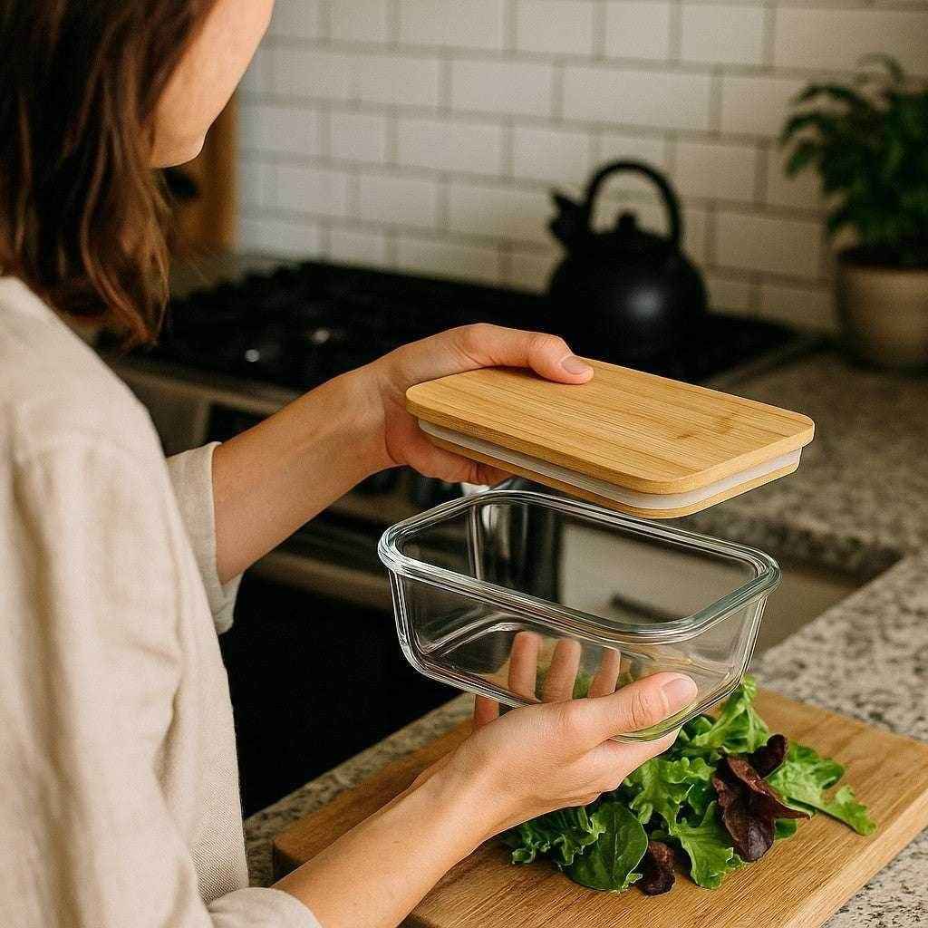 Pote Hermético com Tampa de Bambu Alidolado - Alidolado