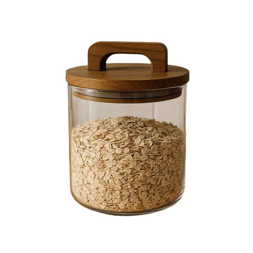 Pote de Vidro Hermético com Tampa de Madeira Alidolado - Alidolado