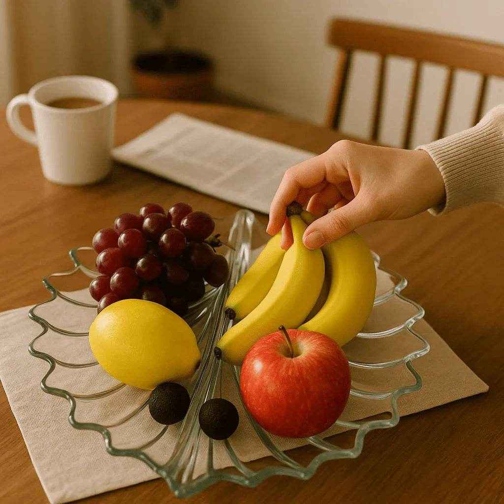 Fruteira de Vidro Formato de Folha Pequena Alidolado - Alidolado