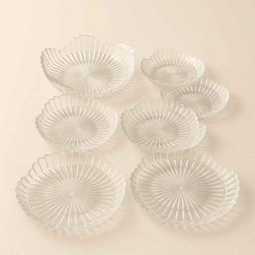 Conjunto de Pratos de Vidro Decorativo 7 Peças Alidolado - Alidolado