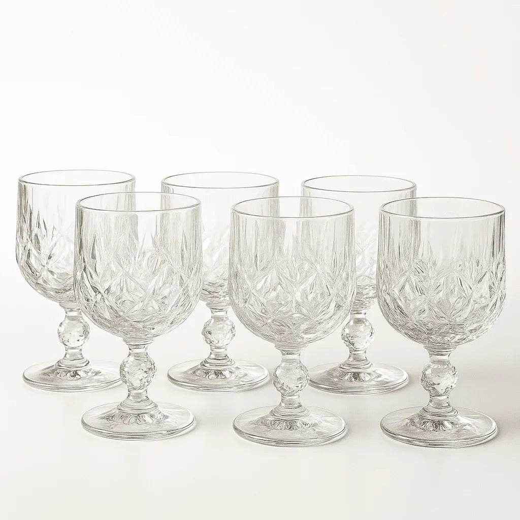 Taça de Vidro 300ml com Design Elegante 6 Peças Alidolado - Alidolado