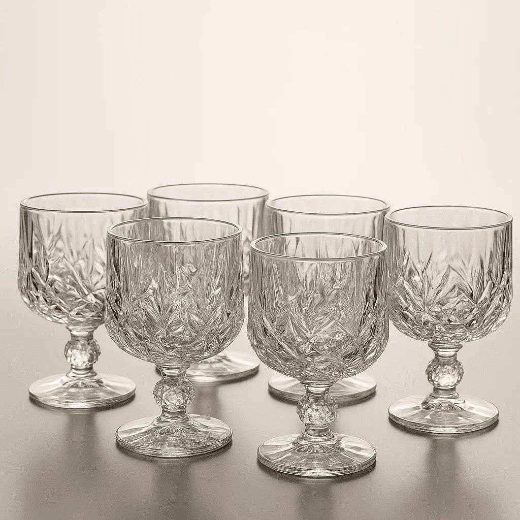 Taça de Vidro 300ml com Design Elegante 6 Peças Alidolado - Alidolado