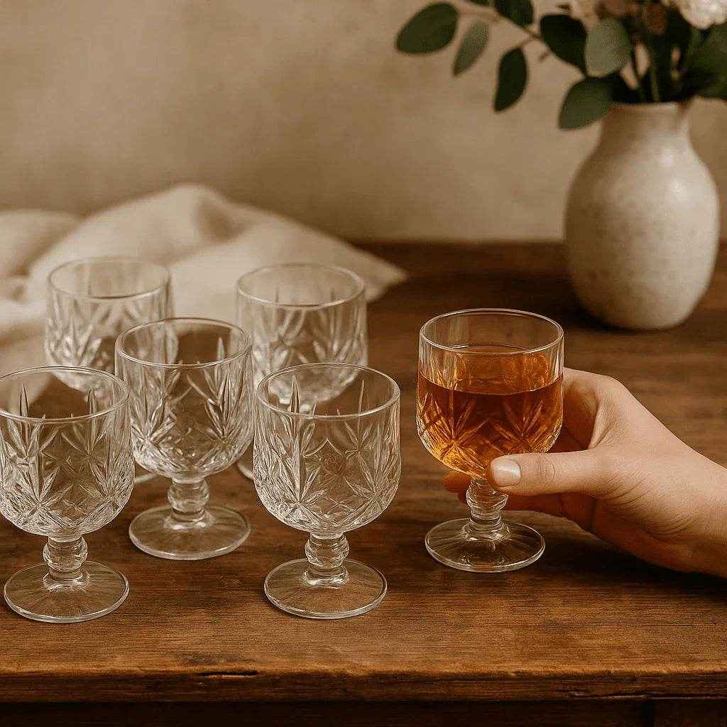 Taça de Vidro 300ml com Design Elegante 6 Peças Alidolado - Alidolado