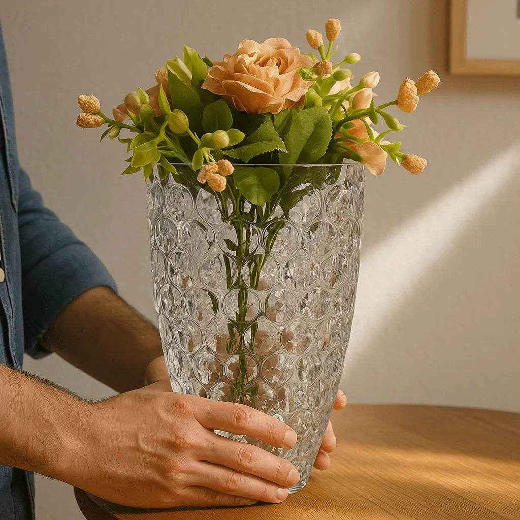 Vaso de Vidro com Textura Decorativa Alidolado - Alidolado