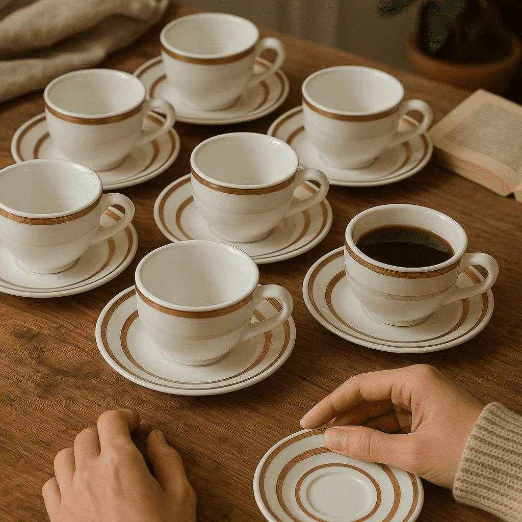 Xícara de Chá com Pires Branco e Dourado - Alidolado