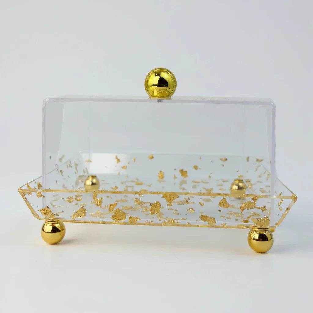 Caixa de Acrílico com Detalhes Dourados - Alidolado
