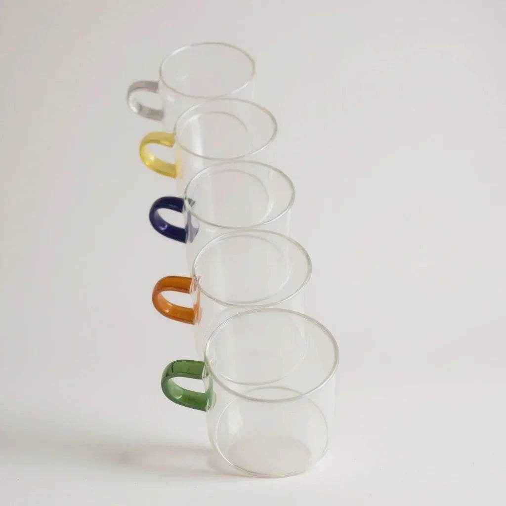 Kit de 6 Copos de Vidro com Alça Colorida 120ml - Alidolado