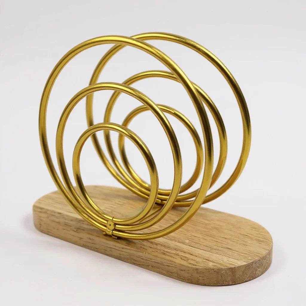 Porta Guardanapo Dourado com Base de Madeira - Alidolado