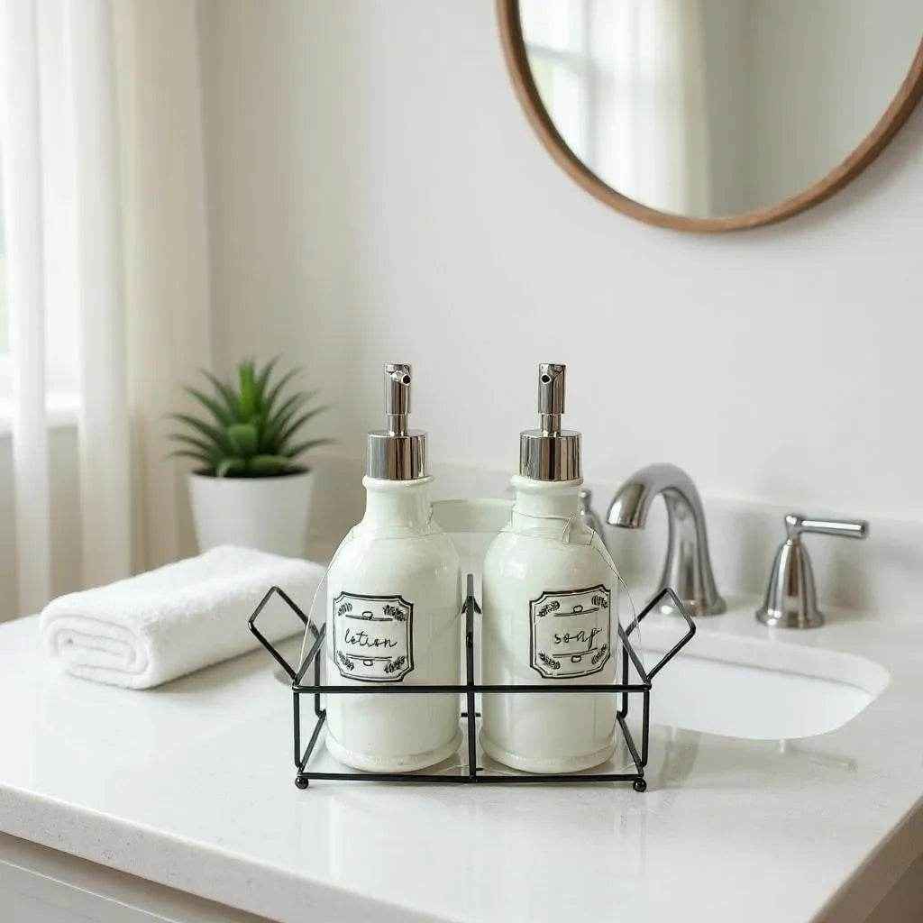 Dispenser de Sabonete Duplo Cerâmica Branca Alidolado - Alidolado