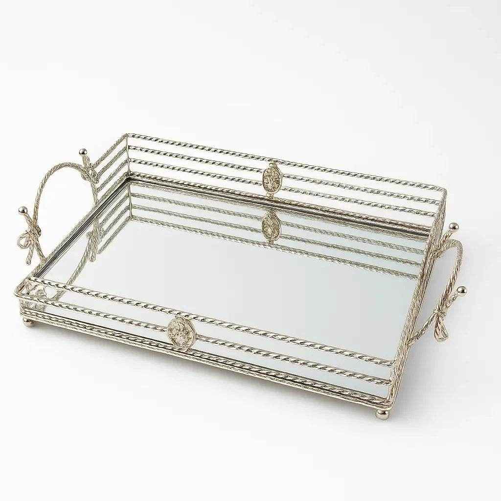 Bandeja de Vidro com Estrutura Prateada Alidolado - Alidolado