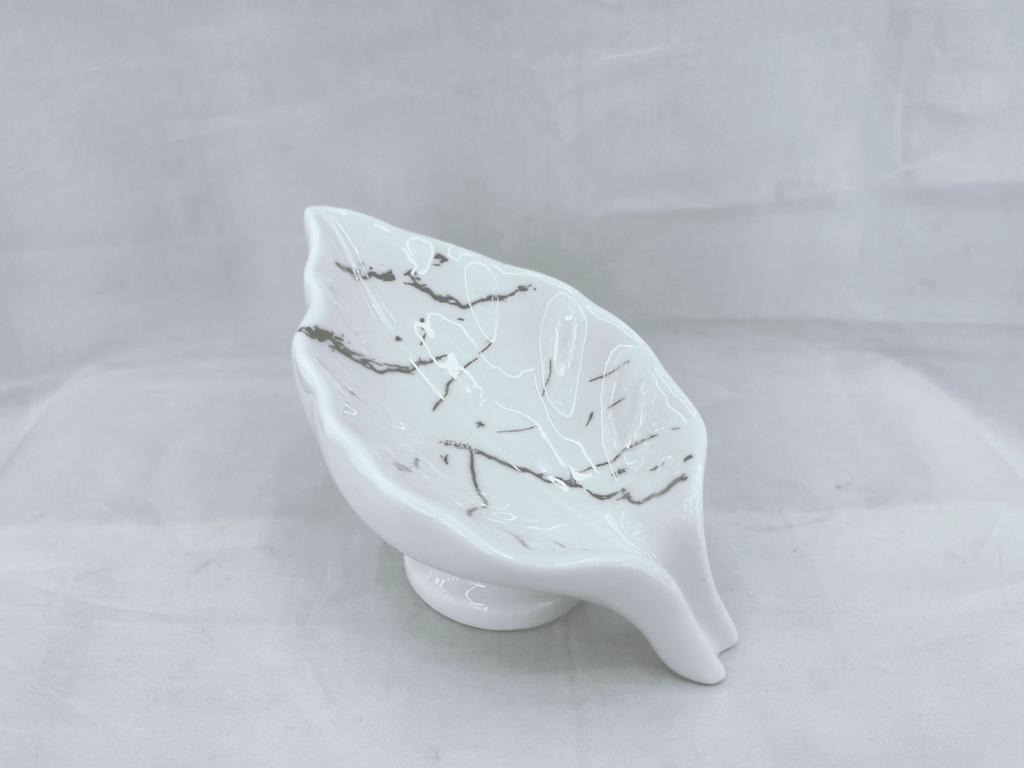 Porta-Sabonete de Cerâmica com Detalhes Marmorizados