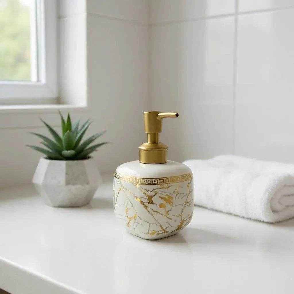 Dispenser de Sabonete Cerâmica Branco Elegance Alidolado - Alidolado