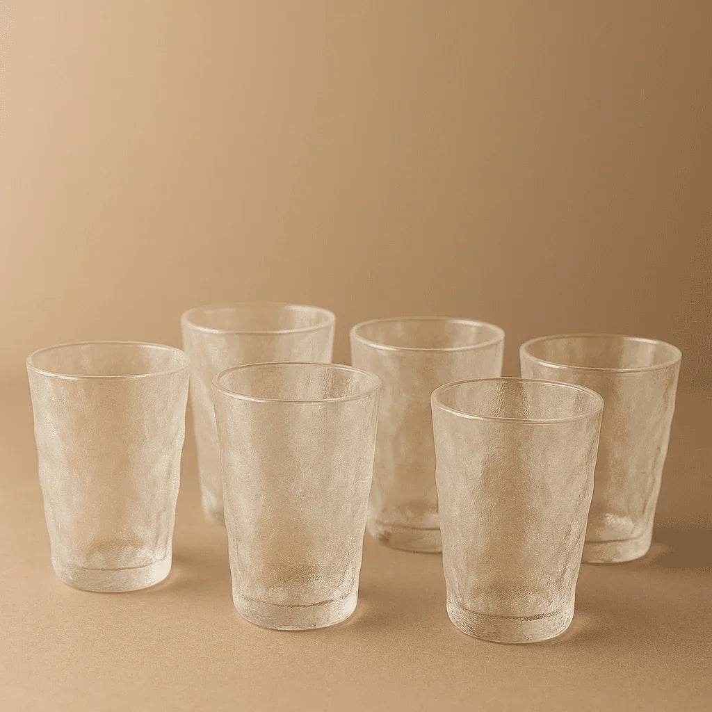 Kit de Copos de Vidro Design Ondulado 350ml 6 Peças Alidolado