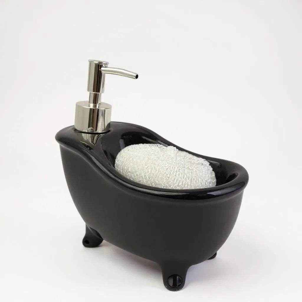 Dispenser de Sabonete Cerâmica Preto com Prata Alidolado - Alidolado