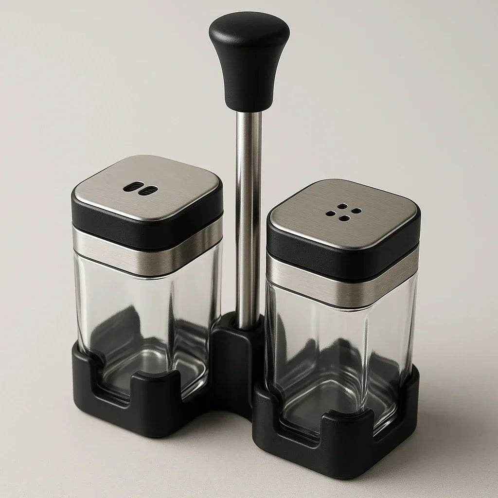 Conjunto de Saleiro e Pimenteiro com Suporte Alidolado - Alidolado