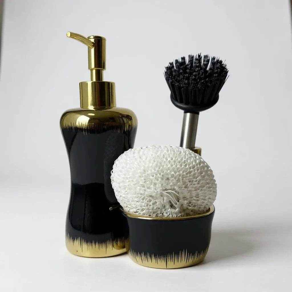 Jogo para Banheiro Cerâmica Branco com Dourado Alidolado - Alidolado