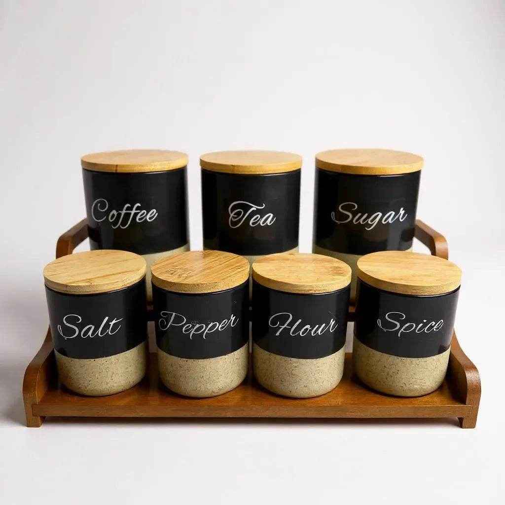 Conjunto de Cerâmica Branco com Bandeja de Madeira Alidolado - Alidolado