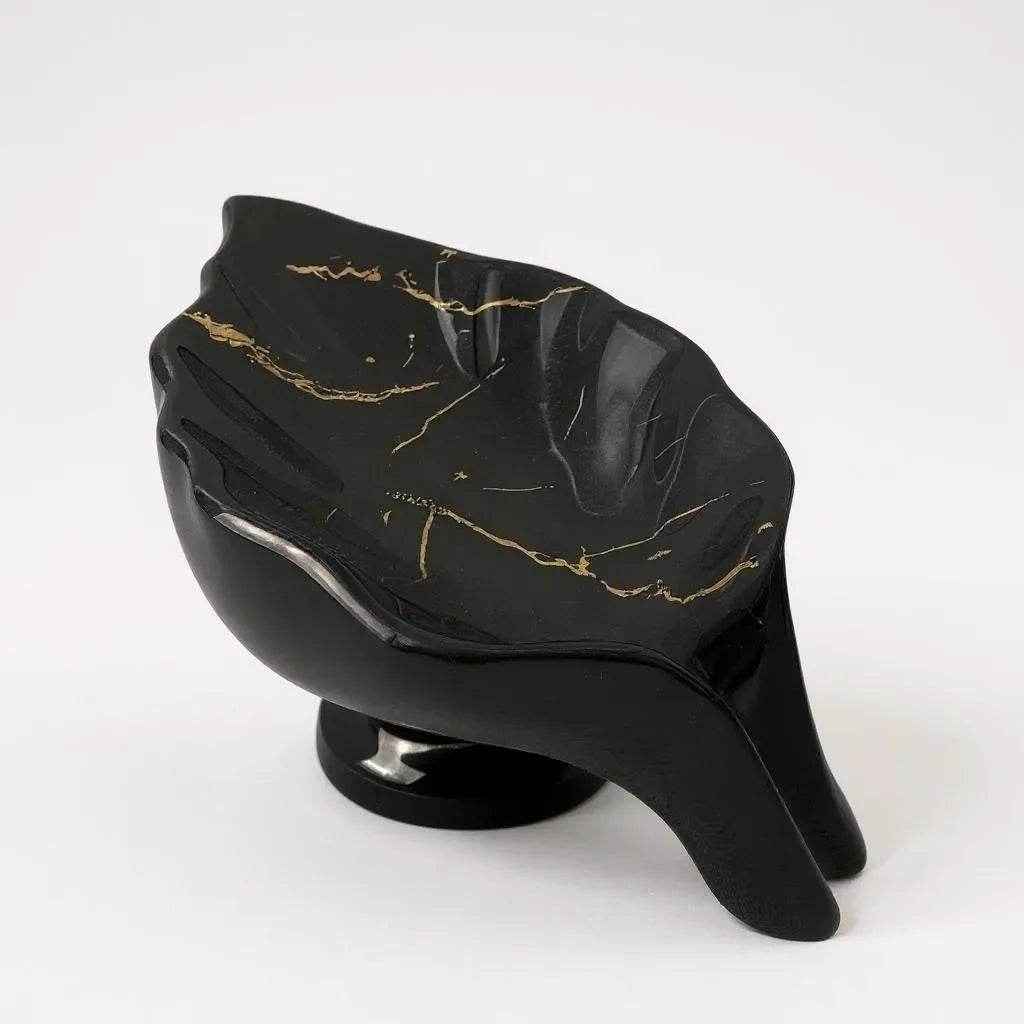 Saboneteira Cerâmica Branco com Dourado Alidolado - Alidolado