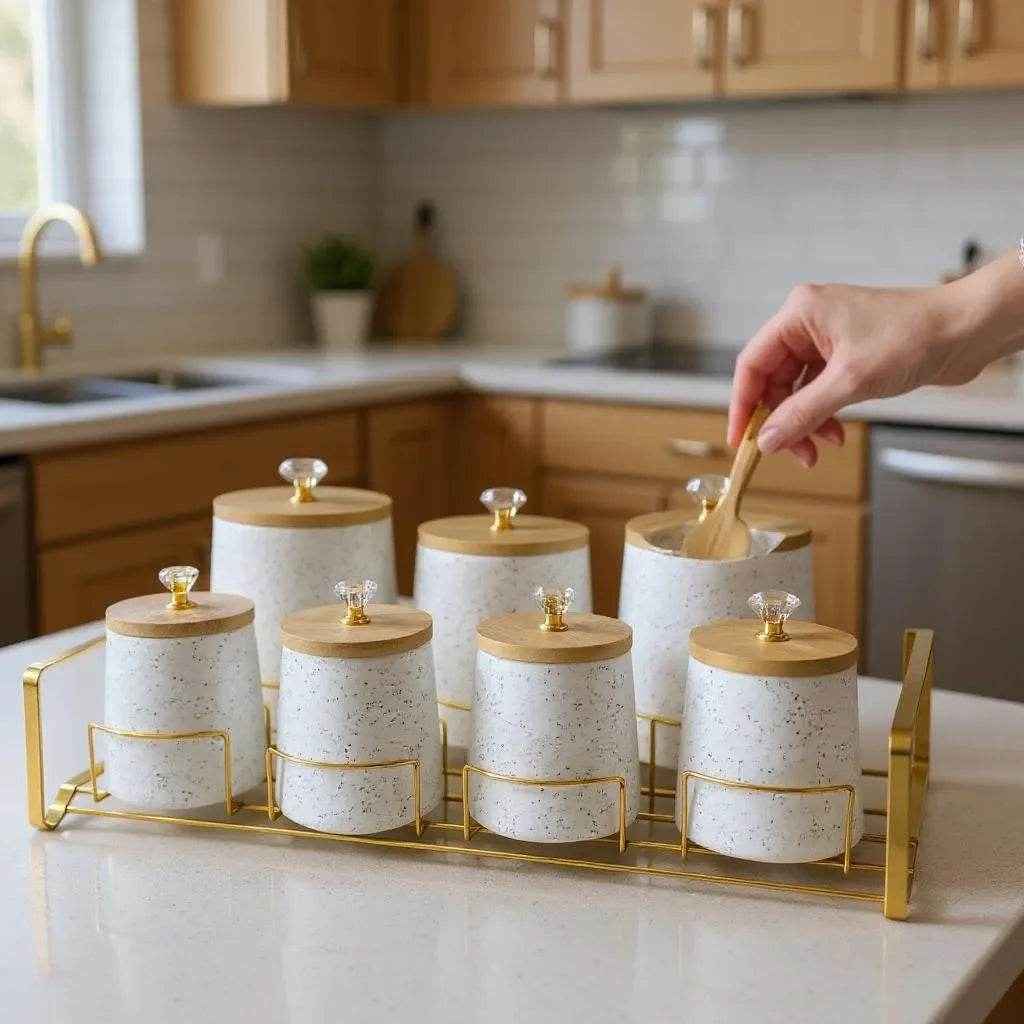 Conjunto de Cerâmica Azul com Bandeja de Madeira Alidolado - Alidolado