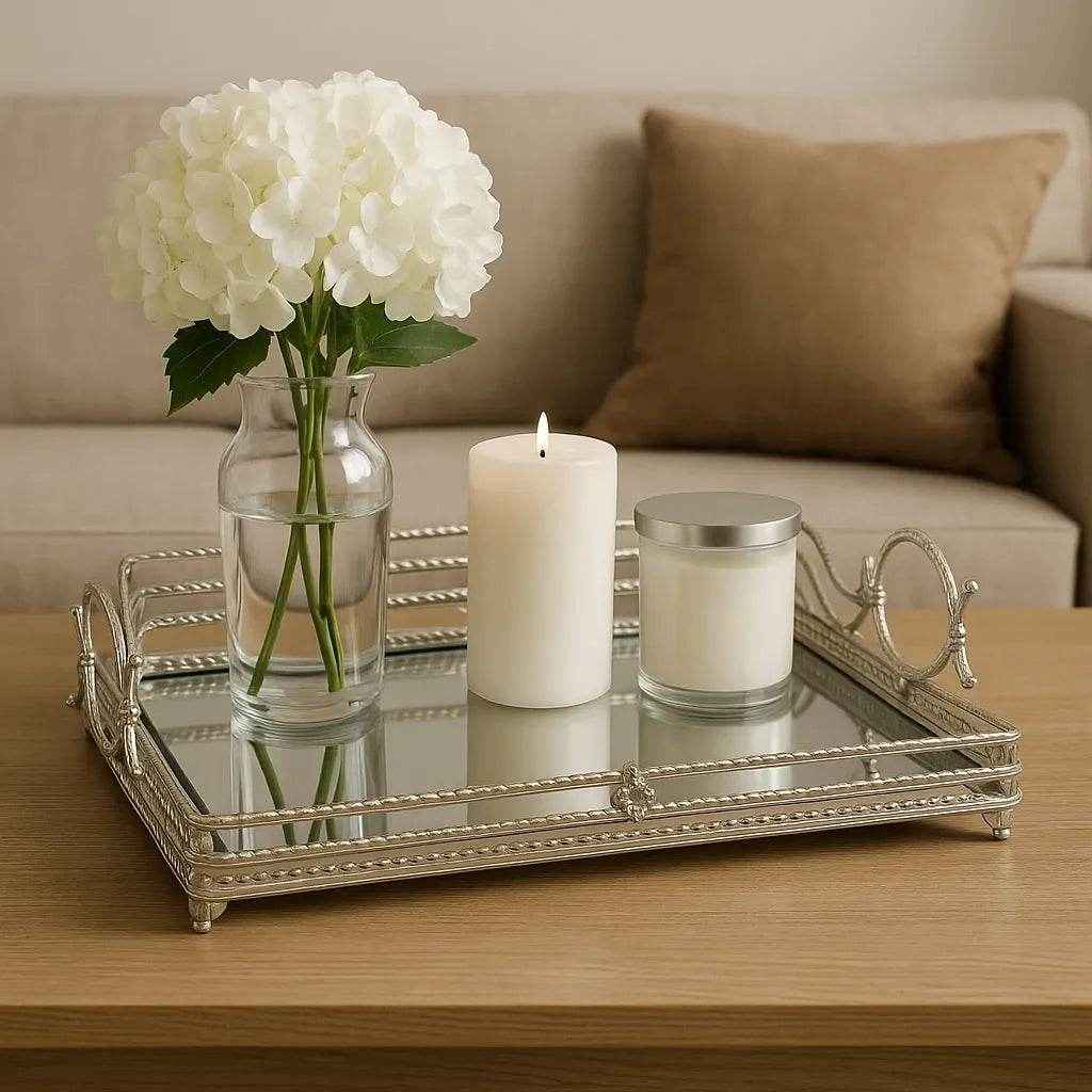 Bandeja de Vidro com Estrutura Prateada Alidolado - Alidolado