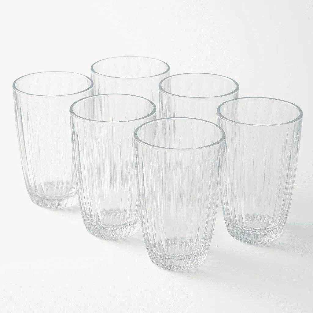 Conjunto de 6 Copos Alto de Vidro 330ml com Detalhe Decorativo Alidolado