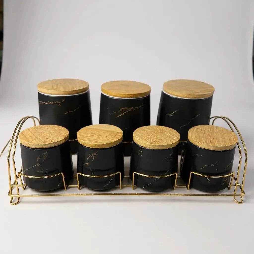 Conjunto de Cerâmica Branco com Tampas e Bandeja Alidolado - Alidolado