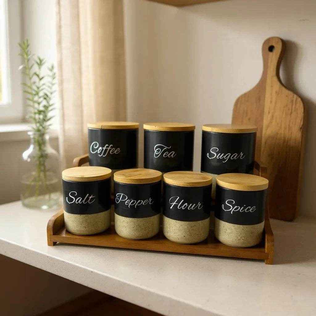 Conjunto de Cerâmica Branco com Bandeja de Madeira Alidolado - Alidolado