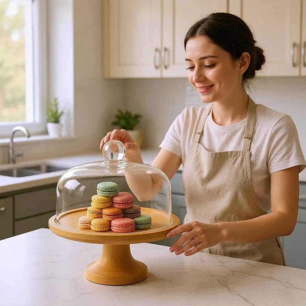 Boleira de Vidro com Suporte de Madeira Alidolado - Alidolado