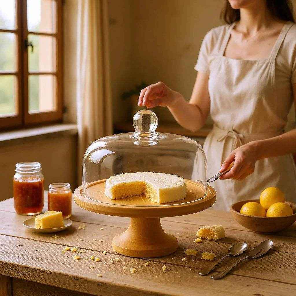 Boleira de Vidro com Suporte de Madeira Alidolado - Alidolado