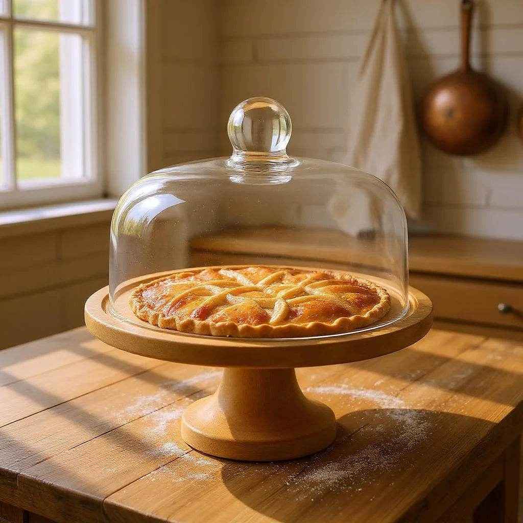 Boleira de Vidro com Suporte de Madeira Alidolado - Alidolado