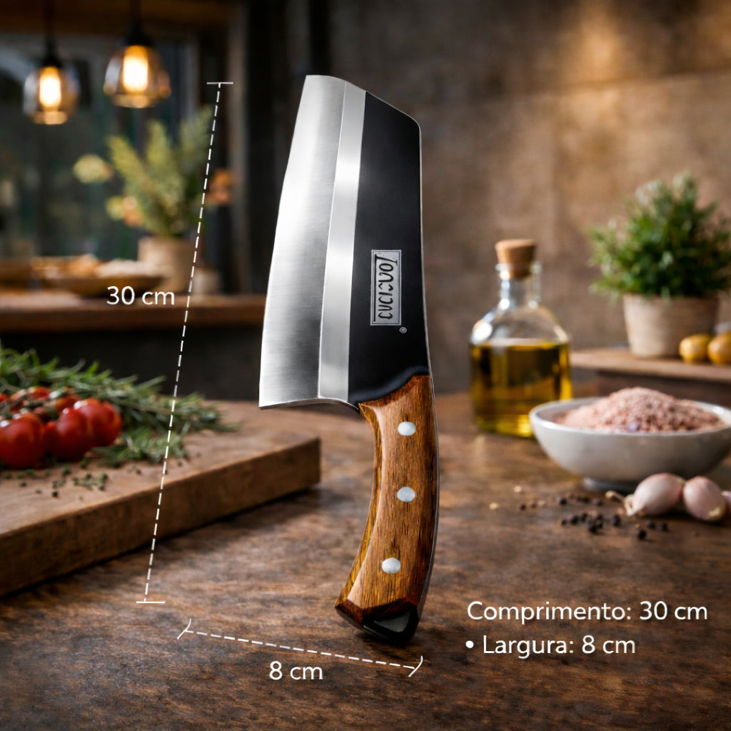 Faca de Cozinha WE-073 com Cabo Estilo Madeira - F-140A