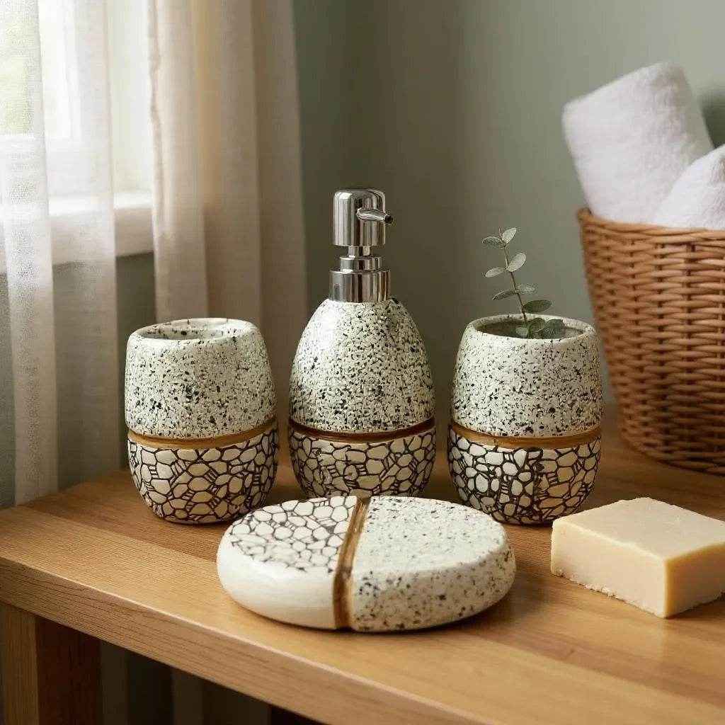 Conjunto de Banheiro Cerâmica Cinza com Branco Alidolado - Alidolado