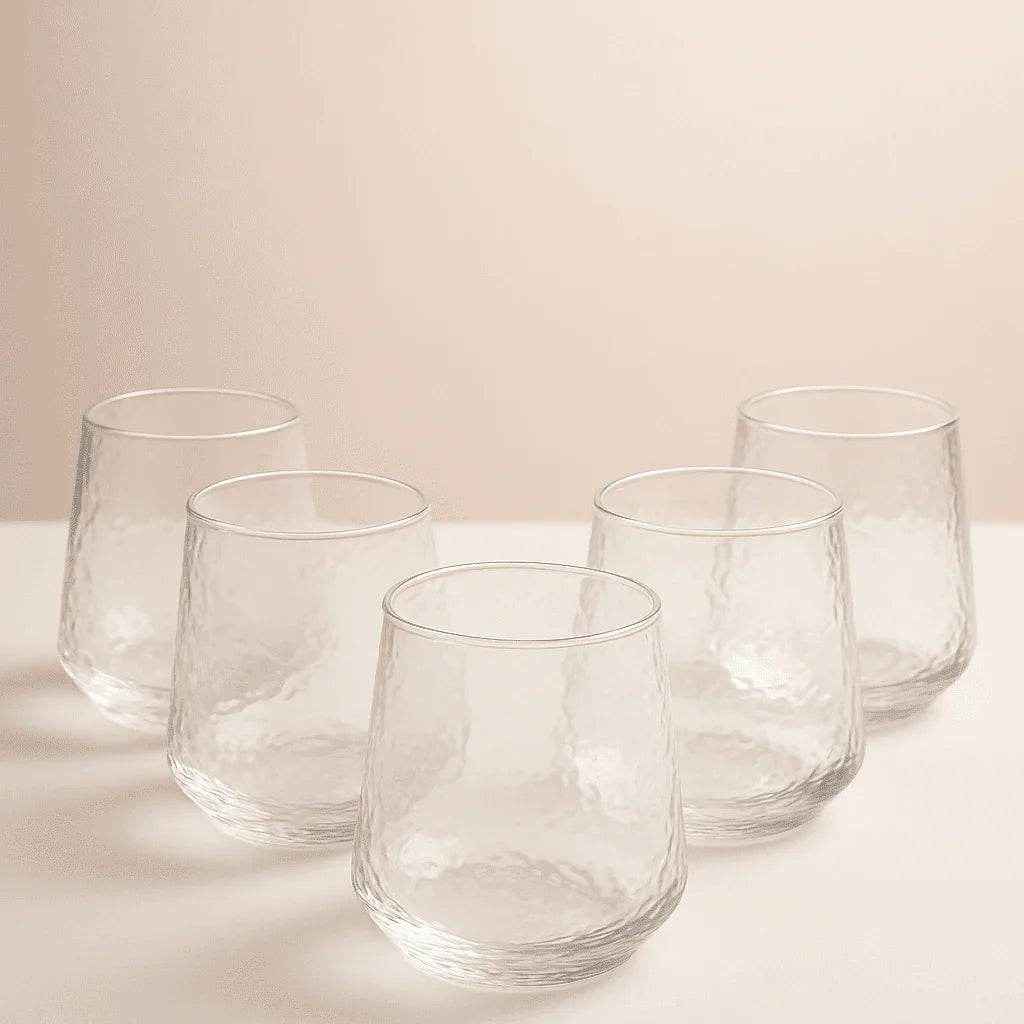 Conjunto de Copos com Relevo Geométrico 310ml 6 Peças Alidolado