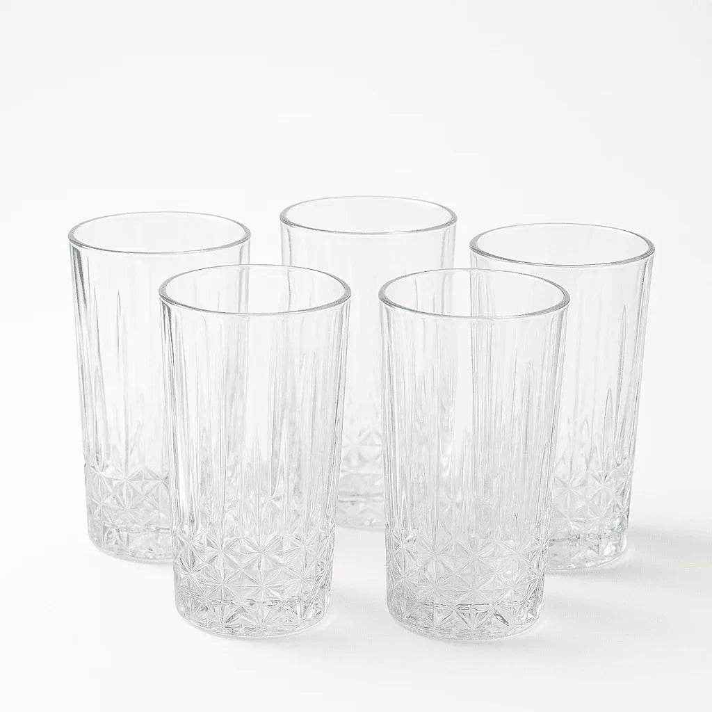 Conjunto de 6 Copos Alto de Vidro 370ml com Detalhe na Base Alidolado
