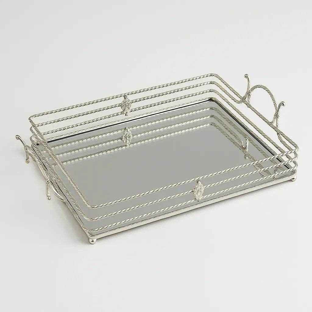 Bandeja de Vidro com Estrutura Prateada Alidolado - Alidolado