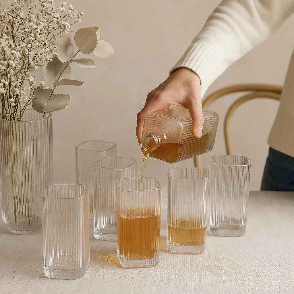 Conjunto de 6 Copos Textura Vertical 350ml Alidolado