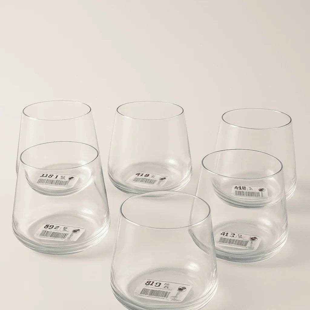 Conjunto de Copos de Vidro Design Geométrico 385ml 6 Peças Alidolado