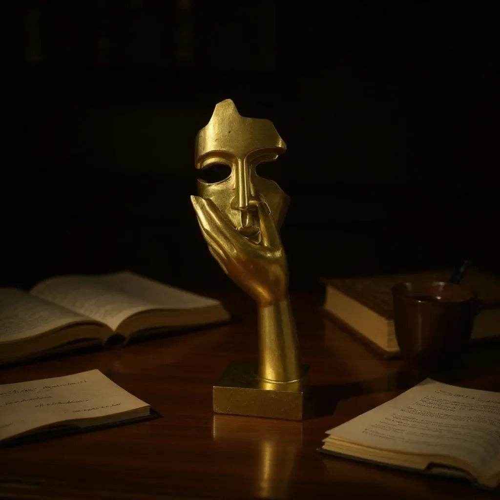 Escultura de Resina Silêncio Dourado Alidolado - Alidolado