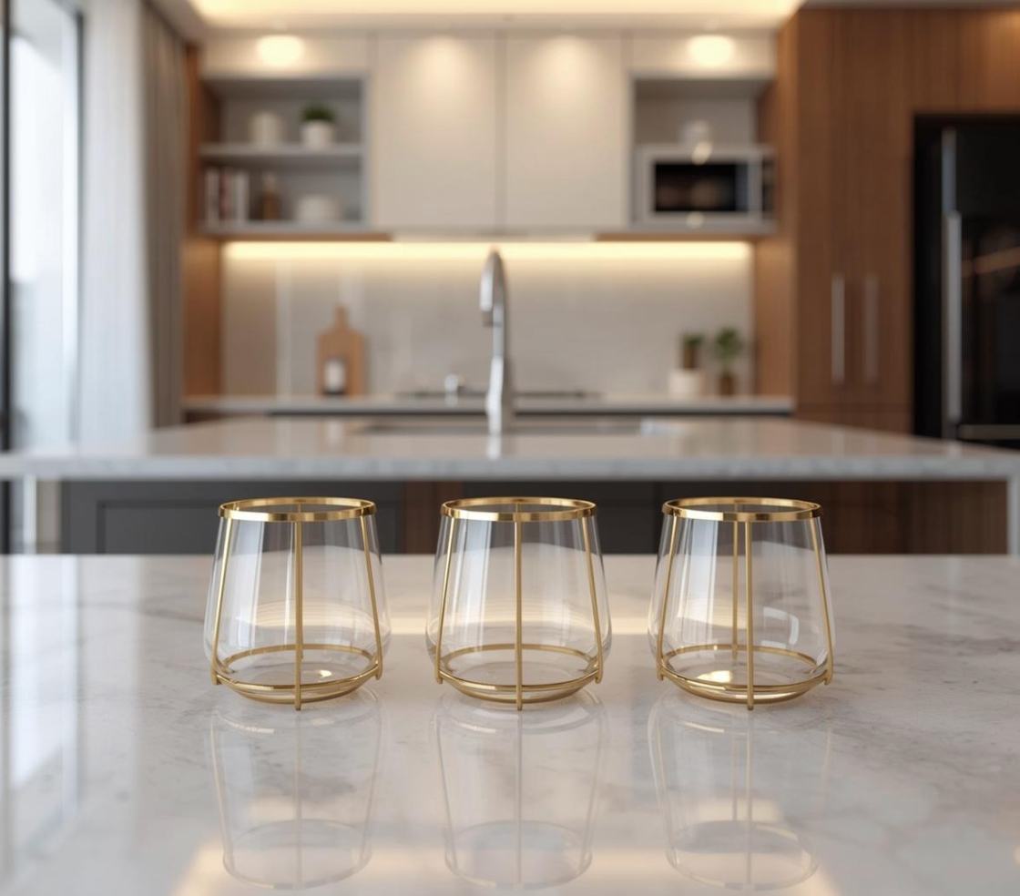 Copos com Borda Dourada