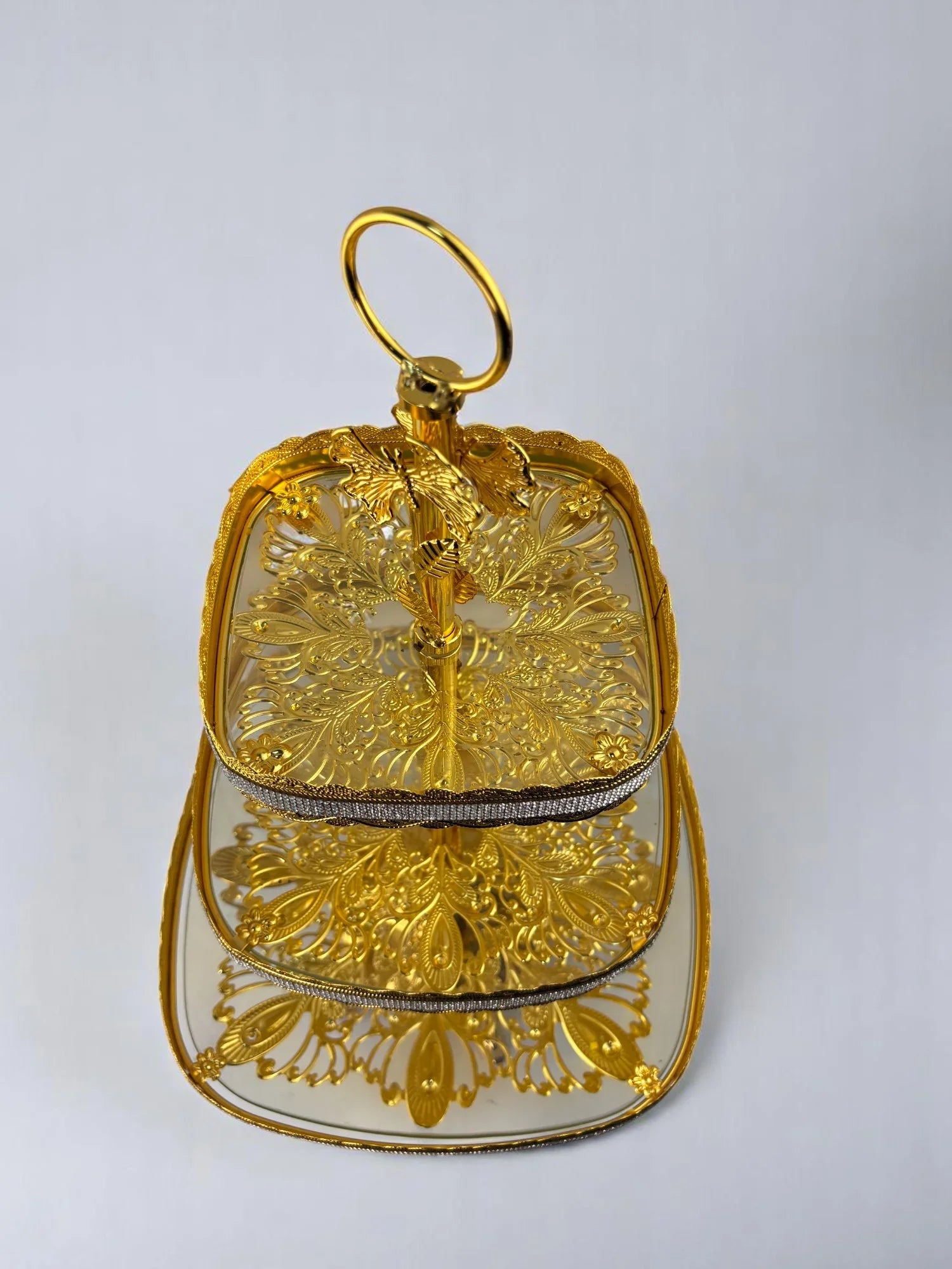 Centro de Mesa em Vidro Dourado Transparente Alidolado