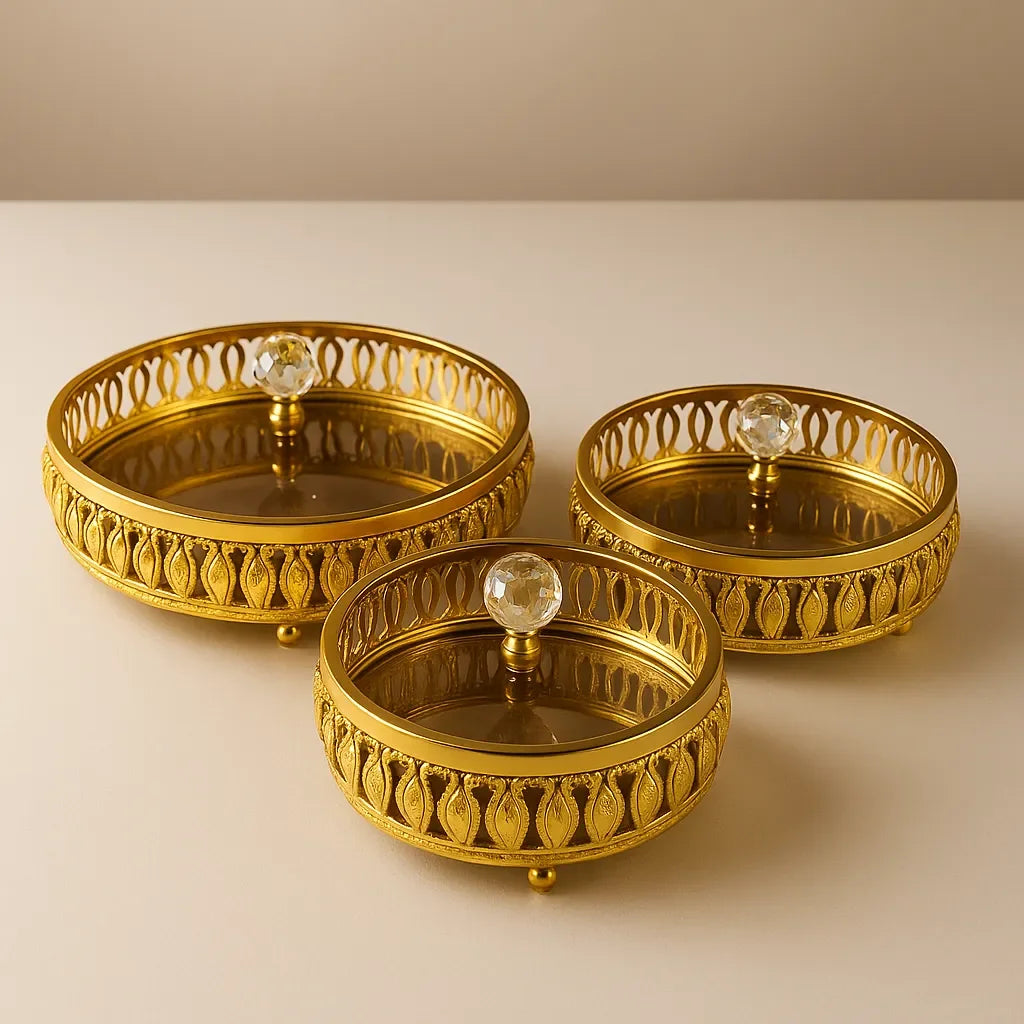 Conjunto de Bandejas Retangulares Decorativas 3 Peças Alidolado