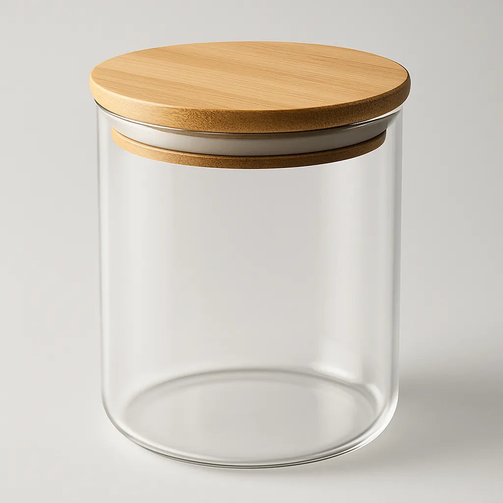 Pote de Vidro com Tampa de Bambu [MONTE O SEU KIT]