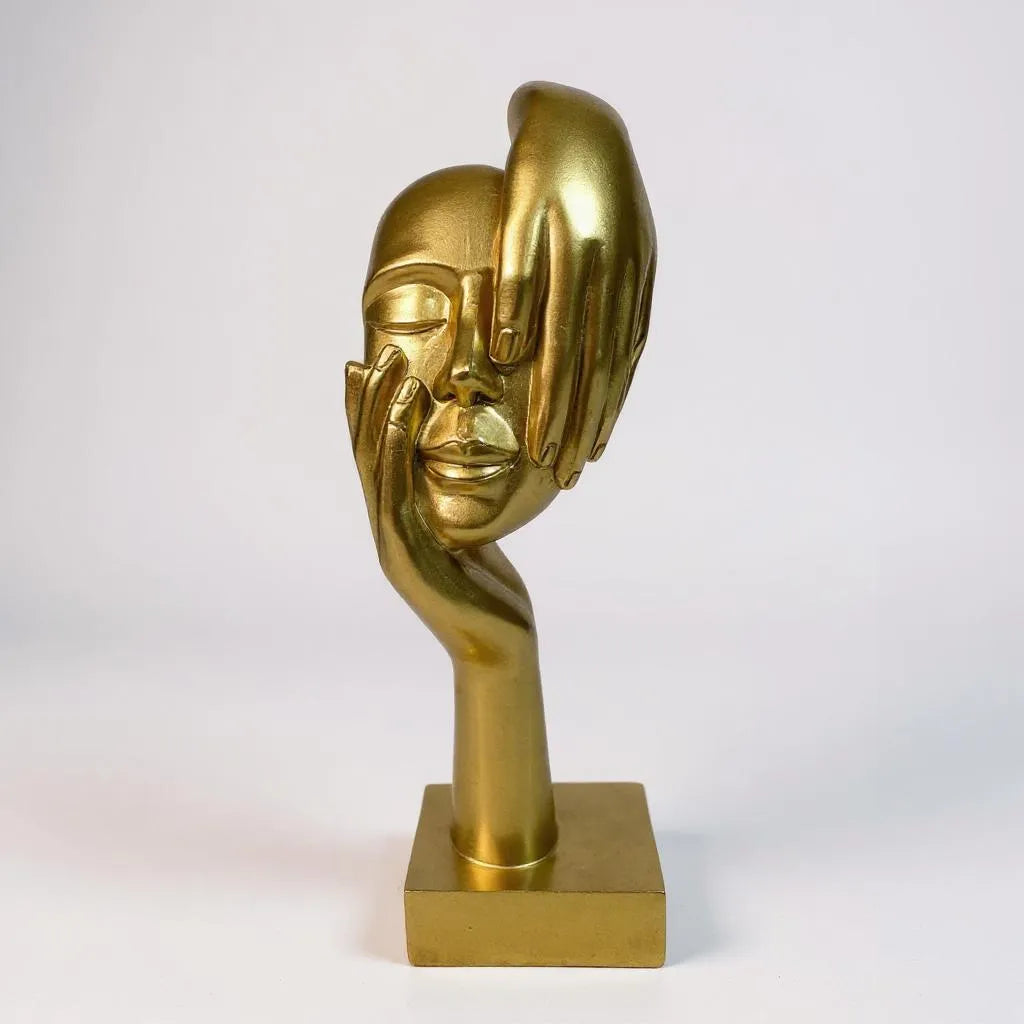 Escultura de Resina Silêncio Dourado Alidolado