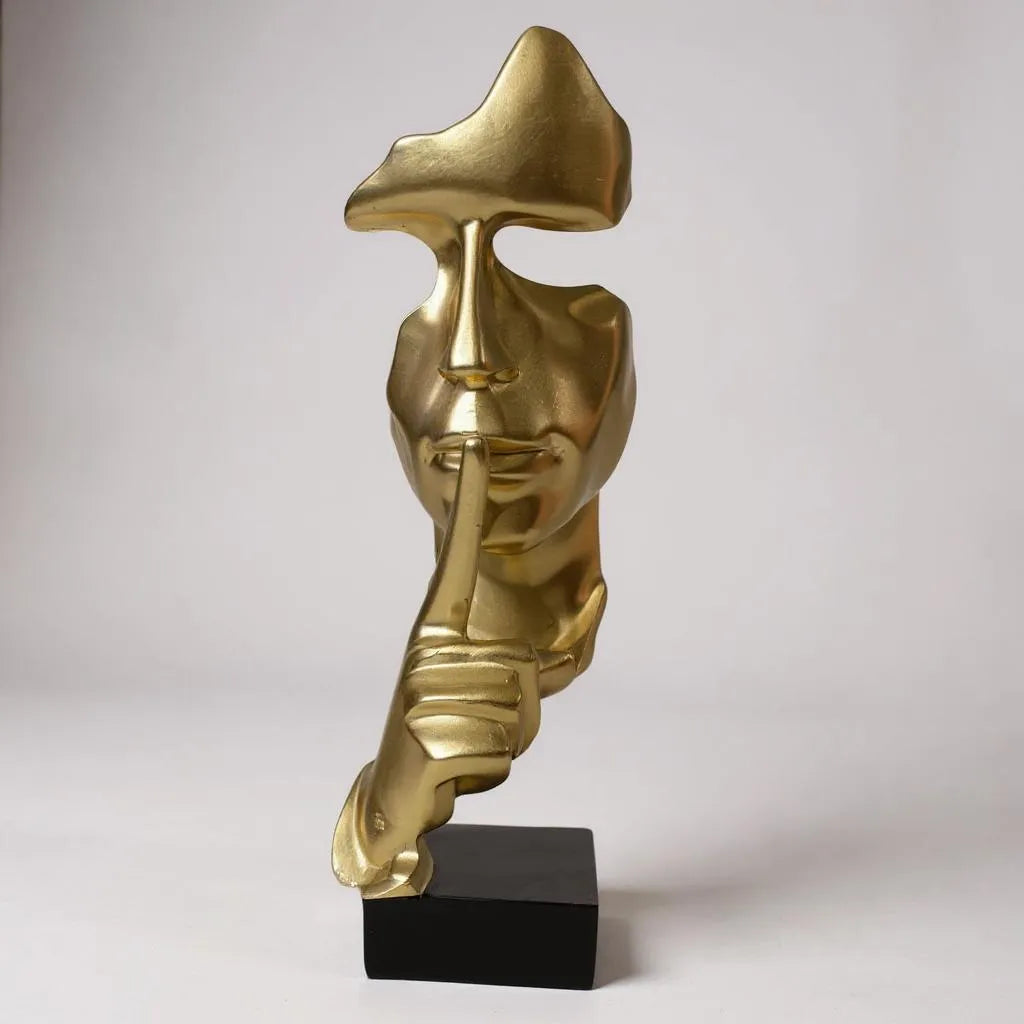 Escultura de Resina Silêncio Dourado Alidolado