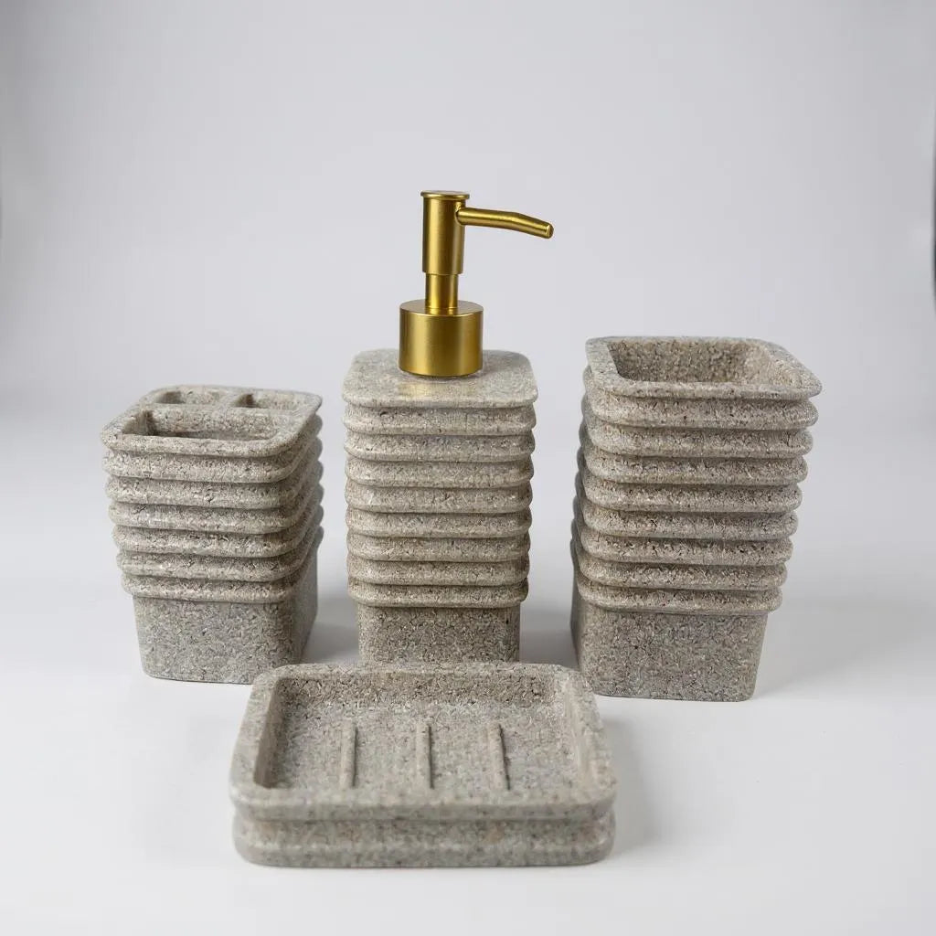 Conjunto de Acessórios para Banheiro Mármore Preto Alidolado