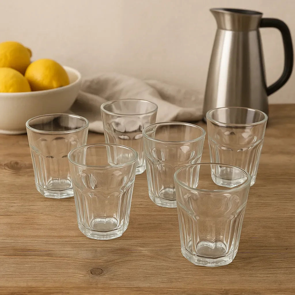 Conjunto de Copos de Vidro 300ml Design Sleek 6 Peças Alidolado