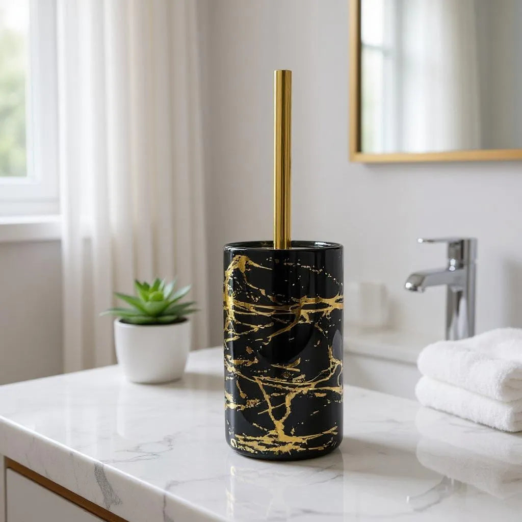 Kit de Limpeza Cerâmica Preto com Dourado Alidolado