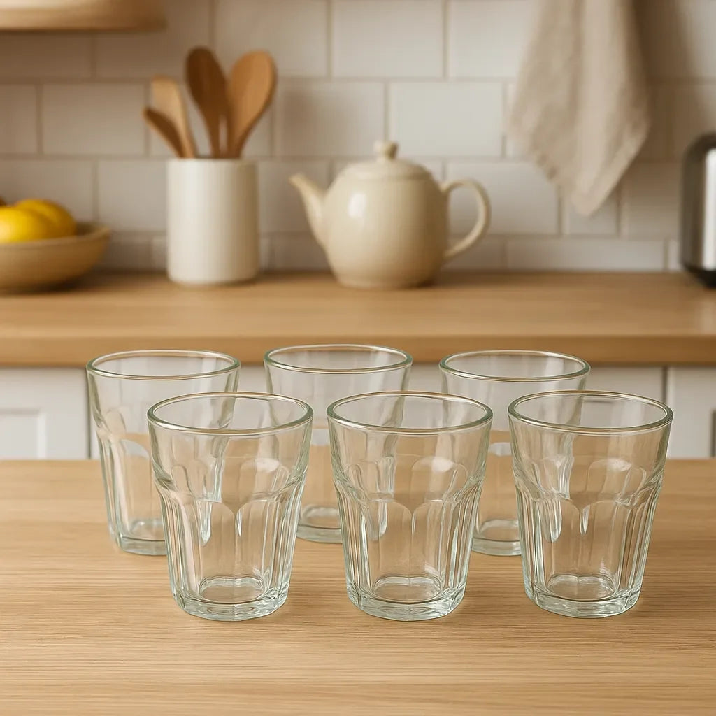 Conjunto de Copos de Vidro 300ml Design Sleek 6 Peças Alidolado