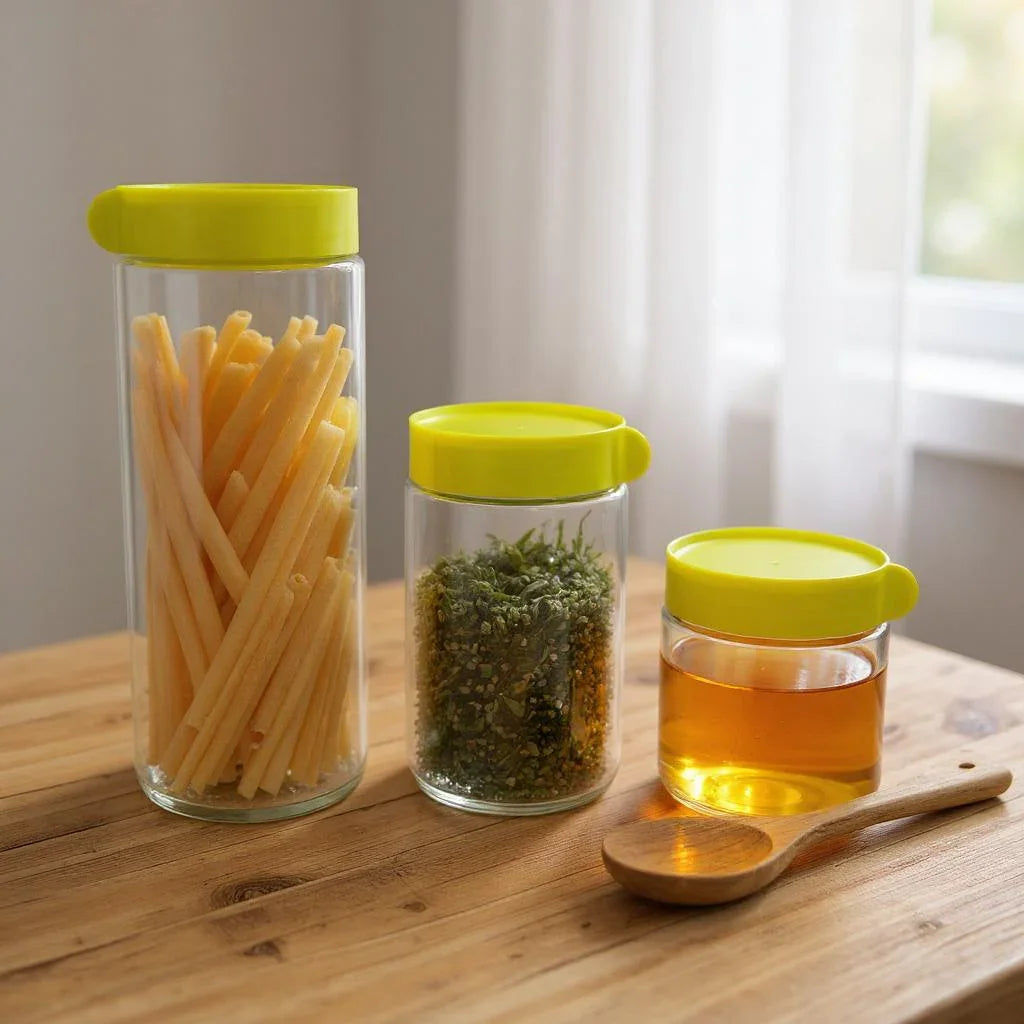 Conjunto de Potes Herméticos com Tampa Verde – 3 Peças